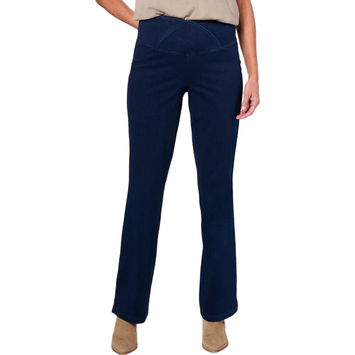 Women With Control Elite Prime Stretch Denim Flare Pants Ink Indigo  Plus